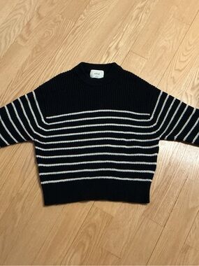 Wilfred Blue & White Striped Ribbed Crewneck Sweater